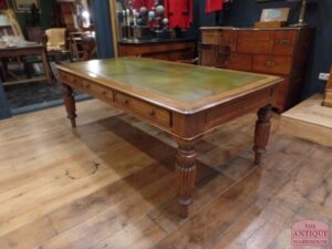 VERKOCHT SOLD antieke eiken partners schrijftafel, 212 cm x 105 cm