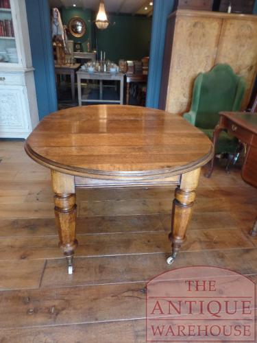 VERKOCHT SOLD antieke Engelse eikencoulissen tafel met drie tussenbladen