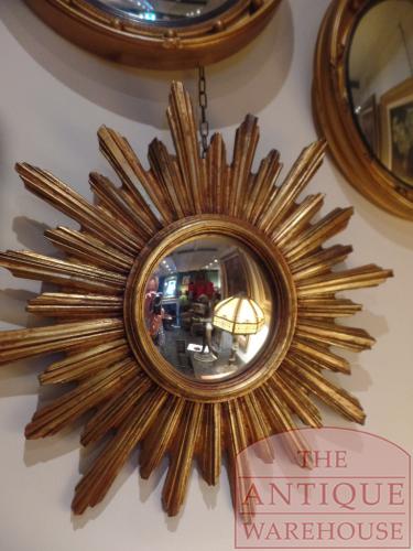 VERKOCHT SOLD antieke Franse zonnestraal spiegel circa 1920