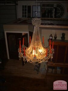 VERKOCHT SOLD antieke kristallen  kroonluchter