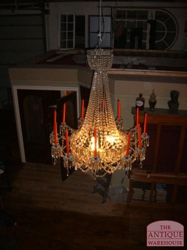 VERKOCHT SOLD antieke kristallen  kroonluchter