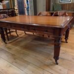 Antieke mahonie schrijftafel circa 1880 met 6 laden 1