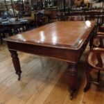 Antieke mahonie schrijftafel circa 1880 met 6 laden 2