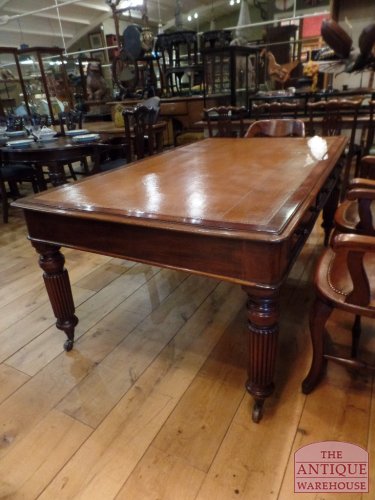 Antieke mahonie schrijftafel circa 1880 met 6 laden 2