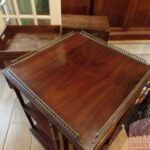 Antieke mahoniehouten boekenmolen met messing galerij 2