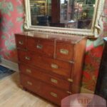 Antieke mahoniehouten military ladenkast met secretaire 1
