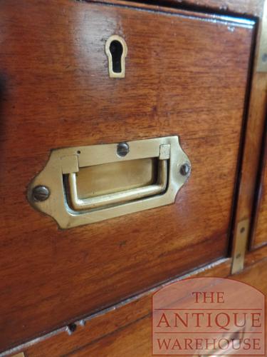 Antieke mahoniehouten military ladenkast met secretaire 2