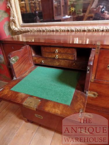 Antieke mahoniehouten military ladenkast met secretaire 4