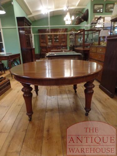 VERKOCHT SOLD antieke ronde mahoniehouten coulissentafe, uitschuifbare uittafel l voor maximaaal 16 personen