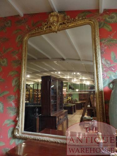 VERKOCHT SOLD antieke vergulde Louis Philippe spiegel 200 cm bij 150 cm