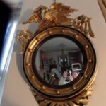 Antieke vergulde butler convex spiegel 1