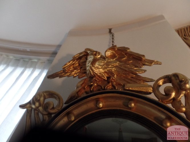 Antieke vergulde butler convex spiegel 2