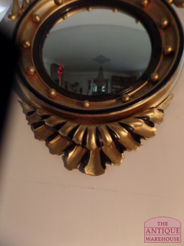 Antieke vergulde butler convex spiegel 3