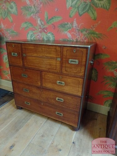 VERKOCHT SOLD Secretaire Campaign Military Camphor wood chest, SOLD