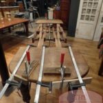 Antieke Engelse eiken coulissentafel 1