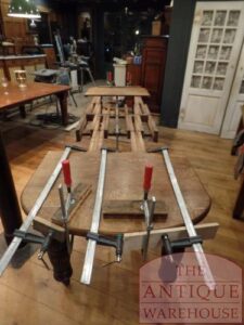 VERKOCHT SOLDantieke Engelse eiken coulissentafel