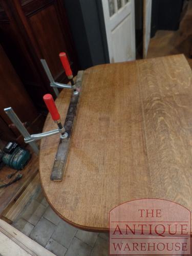 Antieke Engelse eiken coulissentafel 2